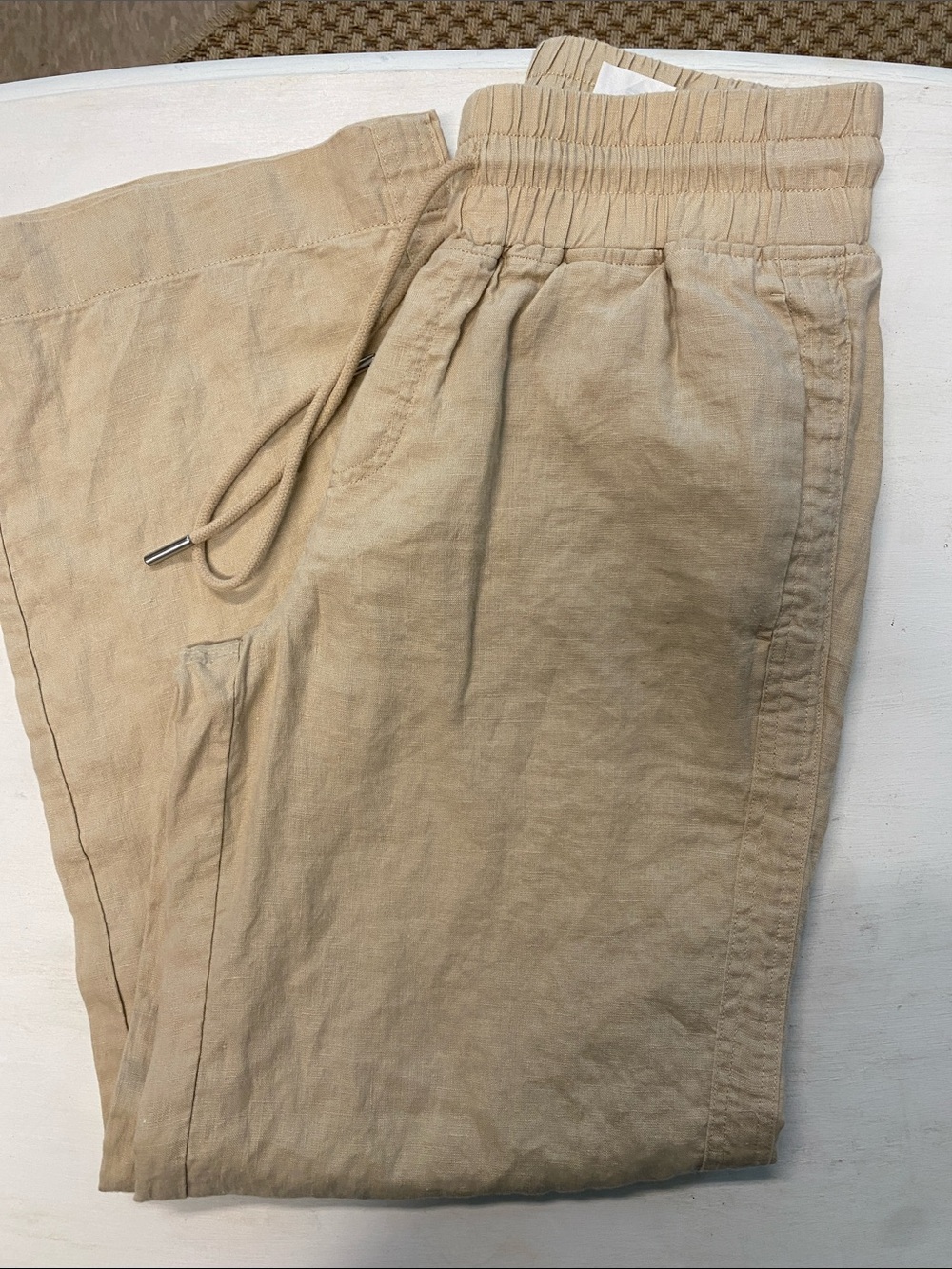 Quince Women’s  Drawstring Linen-Blend Pants  in Khaki